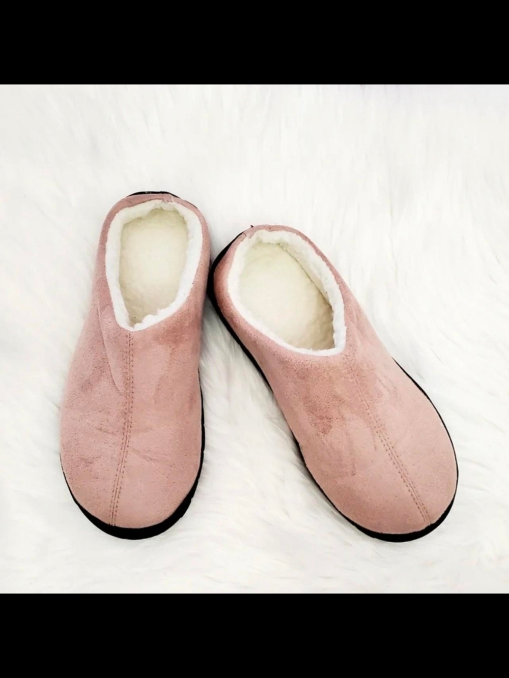 Women's Pink Fleece-Lined Slip-On Slippers